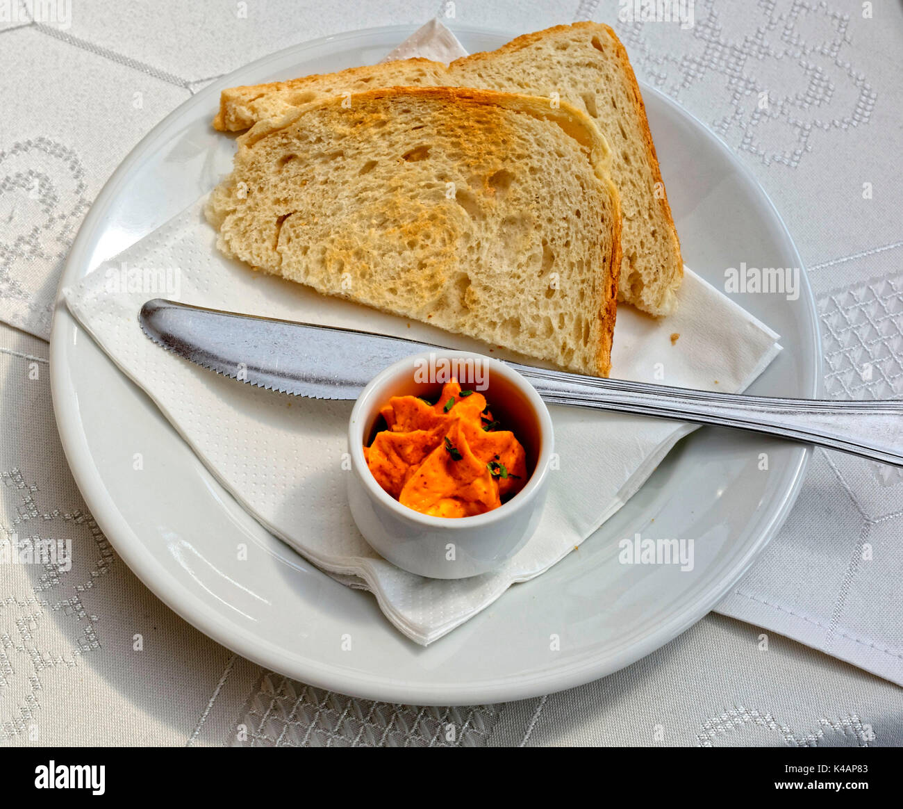Roasted White Bread Paprika Butter Knife And Plate Stock Photo Alamy Roasted White Bread Paprika Butter Knife And Plate Stock Photo Alamy