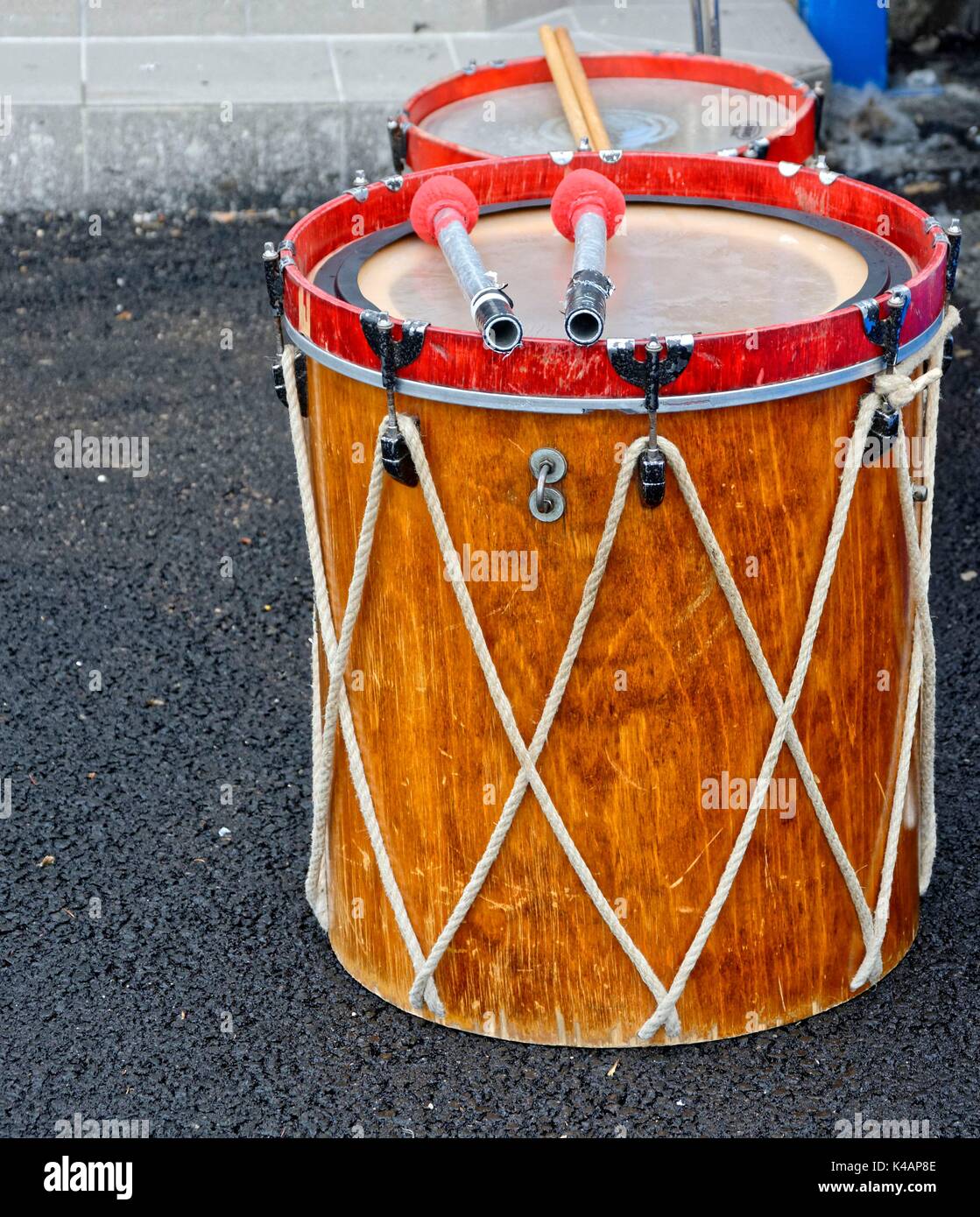 Tube Drum On The Road Stock Photo