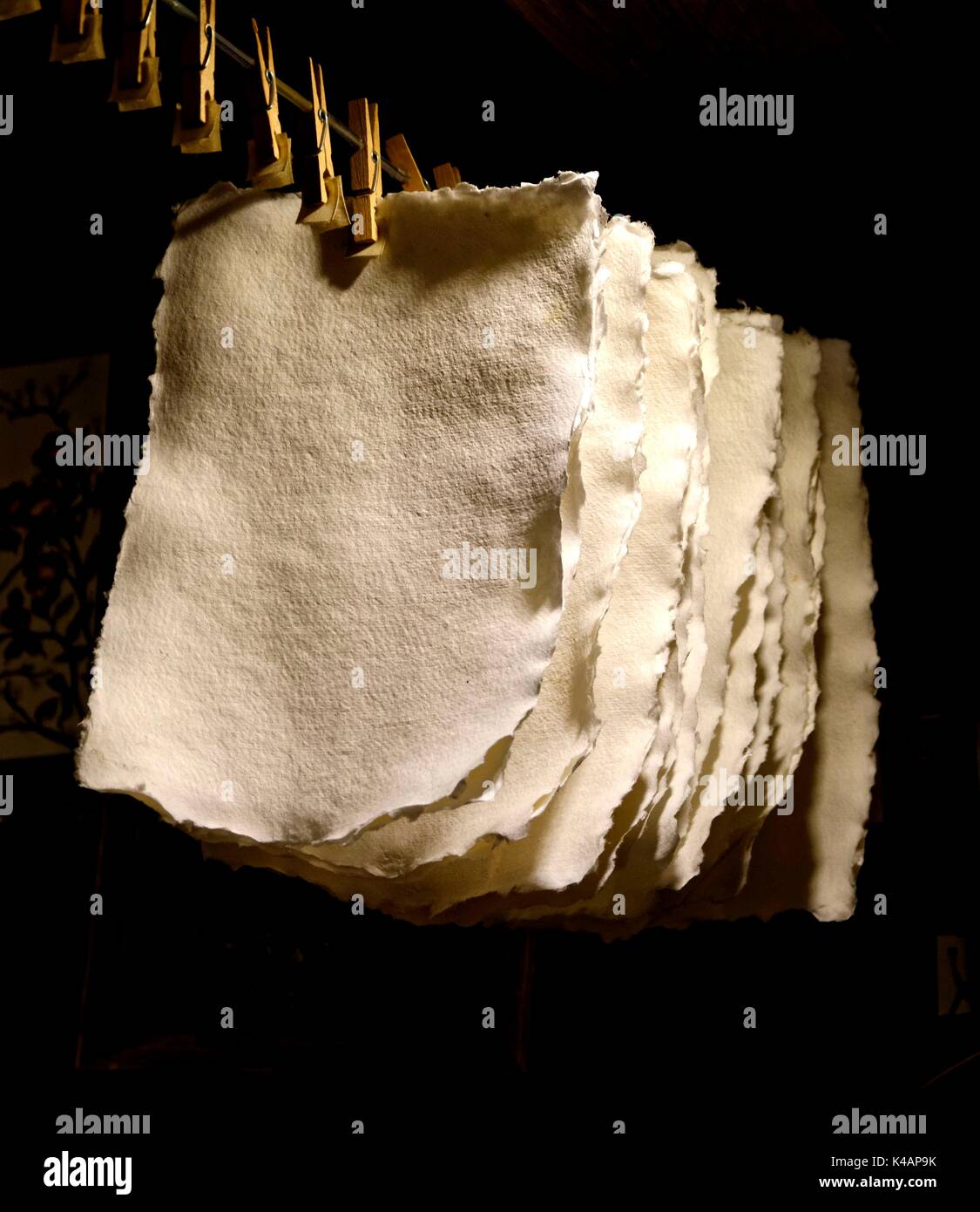 HandMade Paper On Drying Stock Photo Alamy