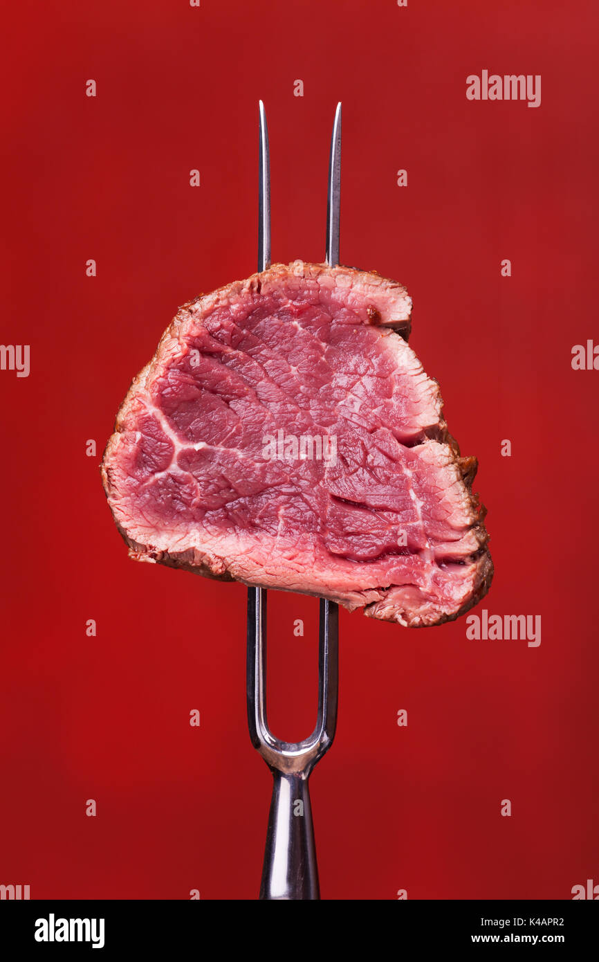 Steak On Fork Stock Photo