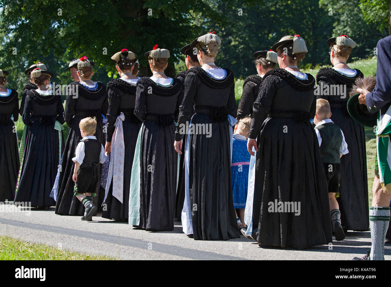 Women In Traditional Costume At A Procession In Upper Bavaria Stock Photo