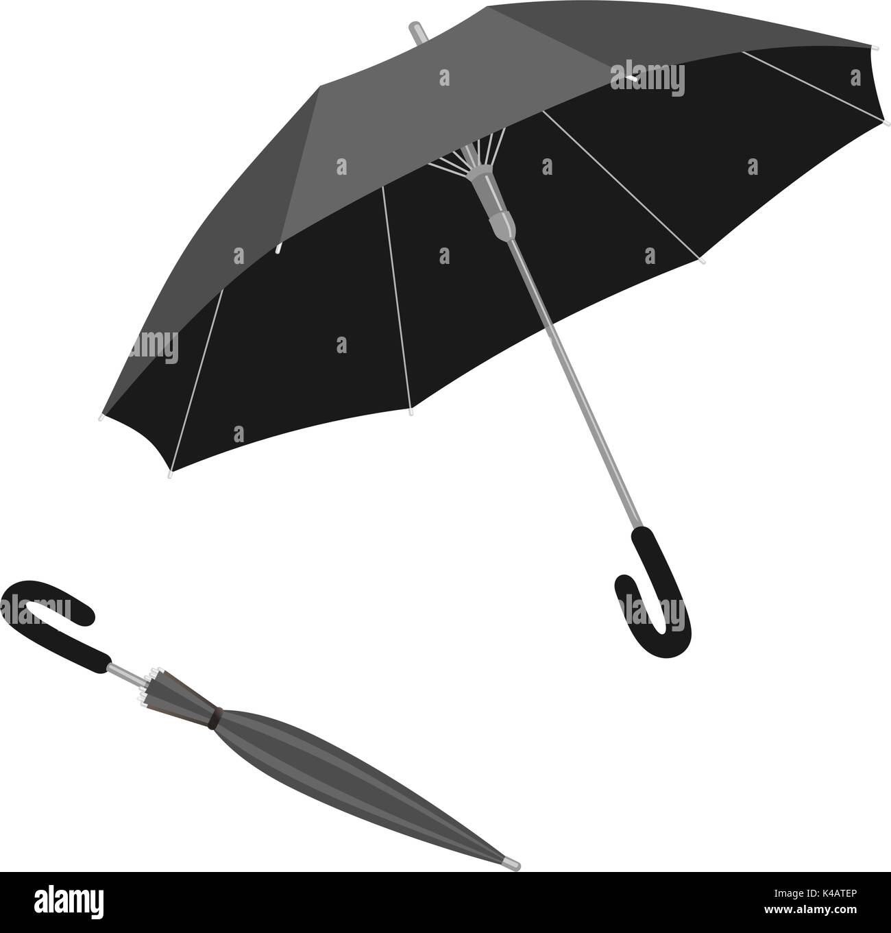 Isolated open and close umbrella. Vector illustration Stock Vector