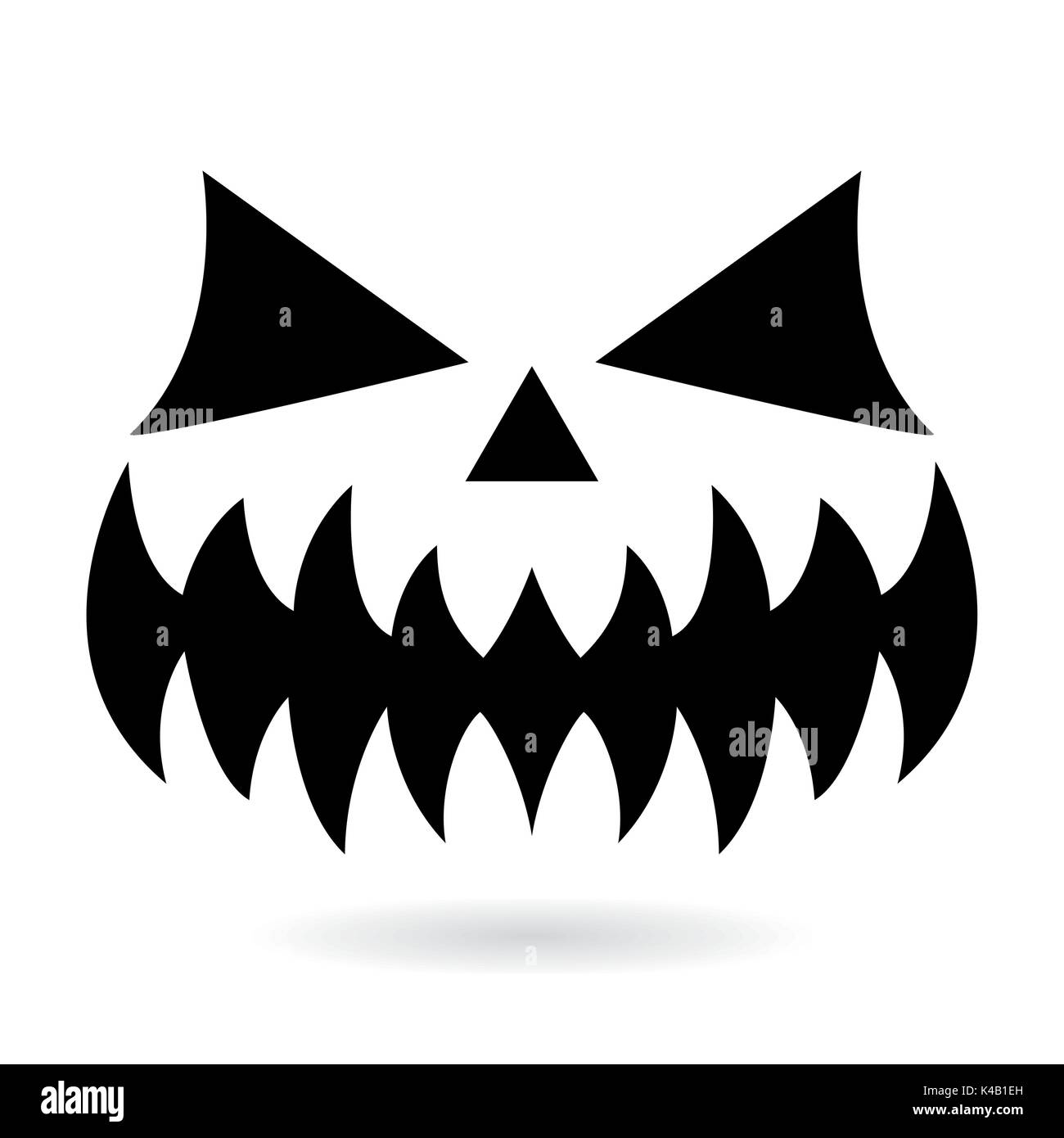 Scary Halloween pumpkin face vector design, ghost or monster mouth icon with spooky eyes, nose and big teeth Stock Vector