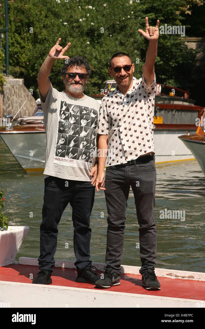 Venice, Italy. 05th Sep, 2017. The Manetti Bros. are seen during the 74th Venice Film Festival on September 5, 2017 in Venice, Italy. The movie 'Ammore e malavita' is in competition for the Golden Lion. Credit: Graziano Quaglia/Alamy Live News Stock Photo