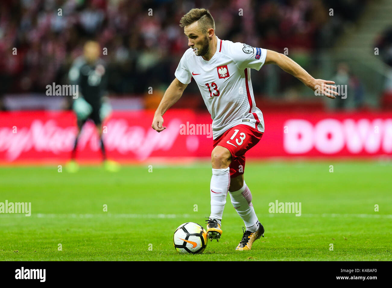 UK AND IRELAND RIGHTS ONLY  Maciej Rybus of Poland during the FIFA World Cup 2018 Qualifying Group E match between Poland and Kazakhstan at National Stadium on September 4th 2017 in Warsaw, Poland. (Photo by Olimpik/Pixathlon/phcimages.com) Stock Photo