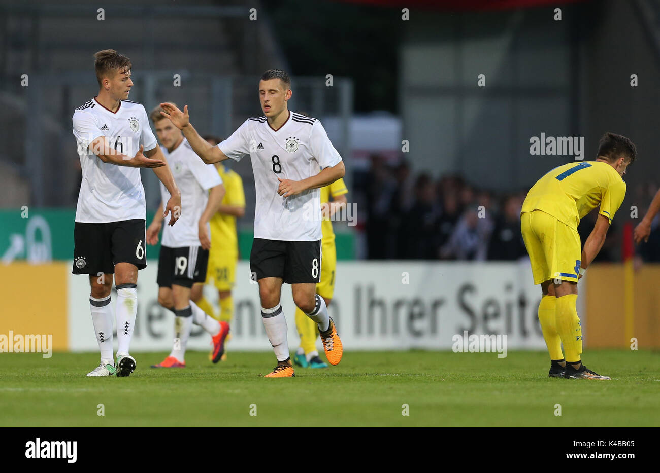 Germany's Maximilian Eggestein (c) celebrates his 1:0 goal with ...