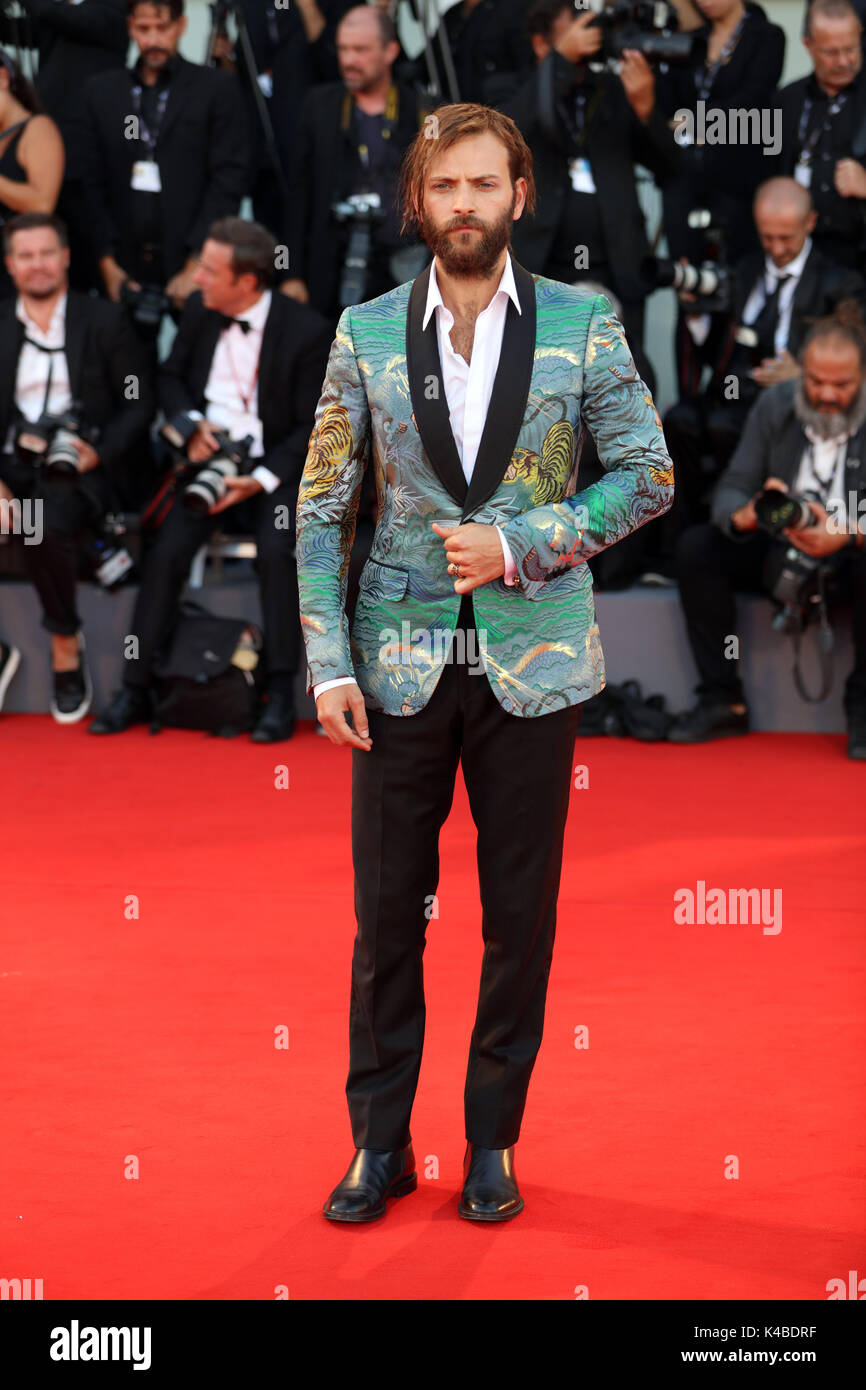 Venice, Italy. 05th Sep, 2017. VENICE, ITALY - SEPTEMBER 05: Alessandro Borghi walks the red carpet ahead of the 'Mother!' screening during the 74th Venice Film Festival at Sala Grande on September 5, 2017 in Venice, Italy. Credit: Graziano Quaglia/Alamy Live News Stock Photo