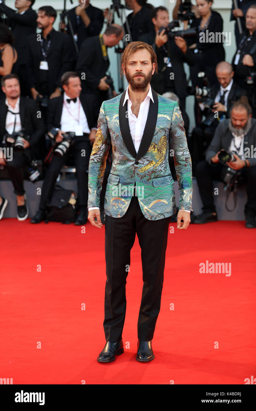Venice, Ittaly. 05th Sep, 2017. VENICE, ITALY - SEPTEMBER 05: Alessandro Borghi walks the red carpet ahead of the 'Mother!' screening during the 74th Venice Film Festival at Sala Grande on September 5, 2017 in Venice, Italy. Credit: Graziano Quaglia/Alamy Live News Stock Photo