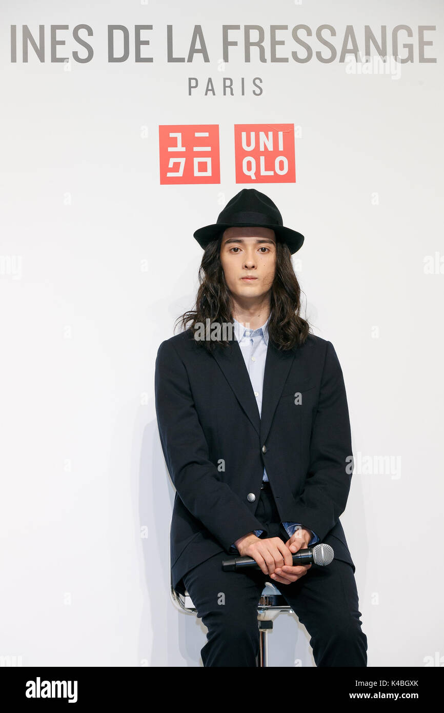 Fashion model Louis Kurihara attends a media event for Uniqlo x Ines de La  Fressange AW17 collection, on September 5, 2017, Tokyo, Japan. Japanese  casual clothing chain Uniqlo and French fashion icon