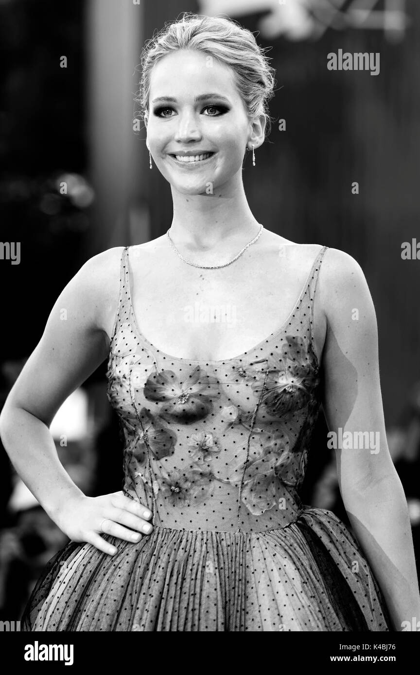 Jennifer Lawrence attending the 'Mother!' premiere at the 74th Venice International Film Festival at the Palazzo del Cinema on September 05, 2017 in Venice, Italy Stock Photo