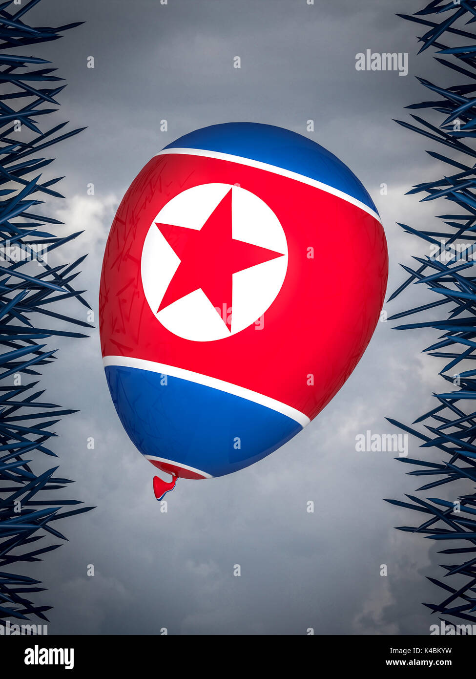 north korea balloon and blue nails crisis concept 3d rendering image Stock Photo