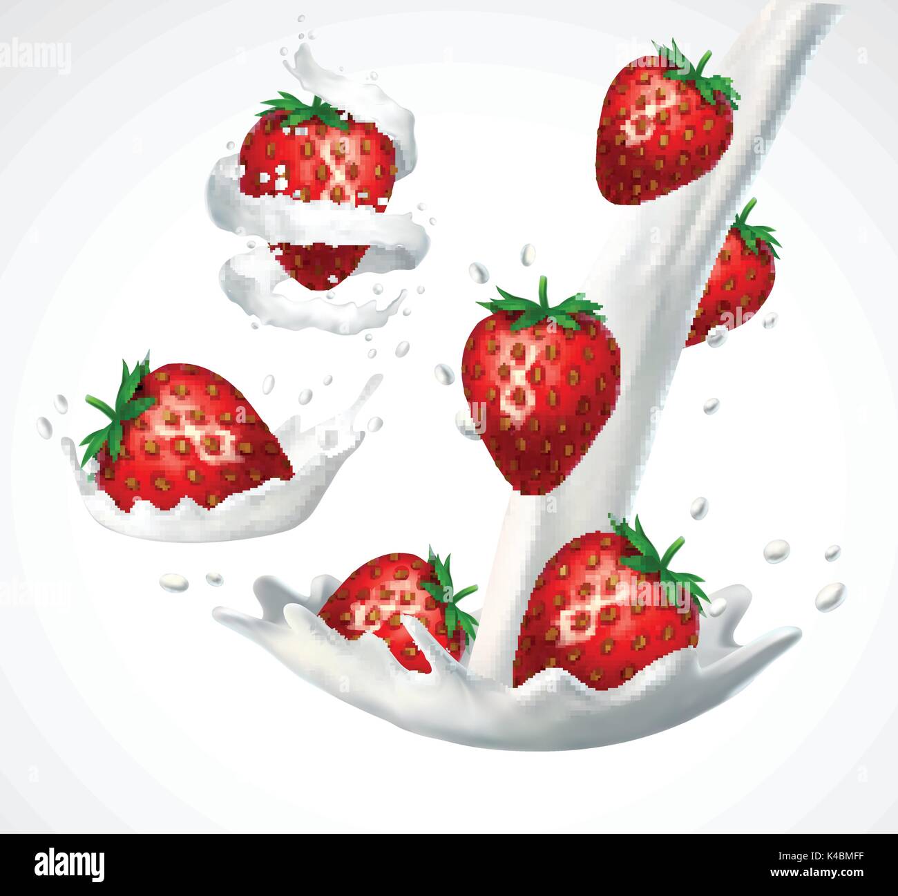 Strawberries and milk splash Stock Vector Image & Art - Alamy