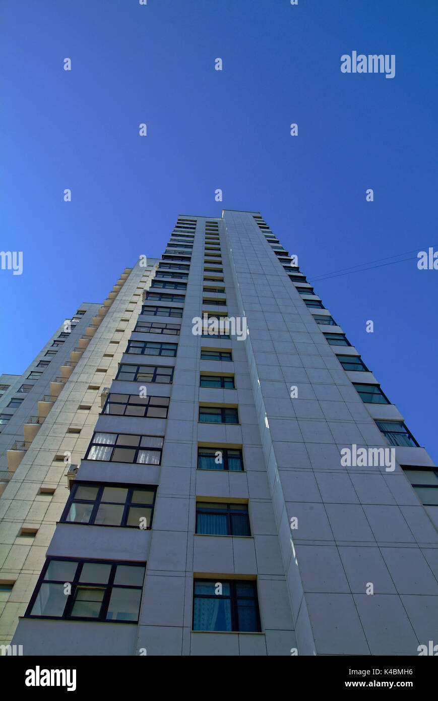 modern highrise apartment building in Moscow in the spring, district