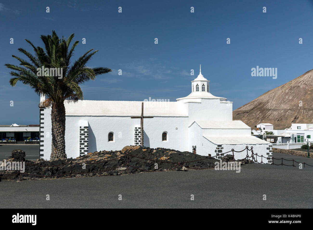 Small Church In Mancha Blanca, Lanzarote, Canary Islands, Spain, Europe Stock Photo