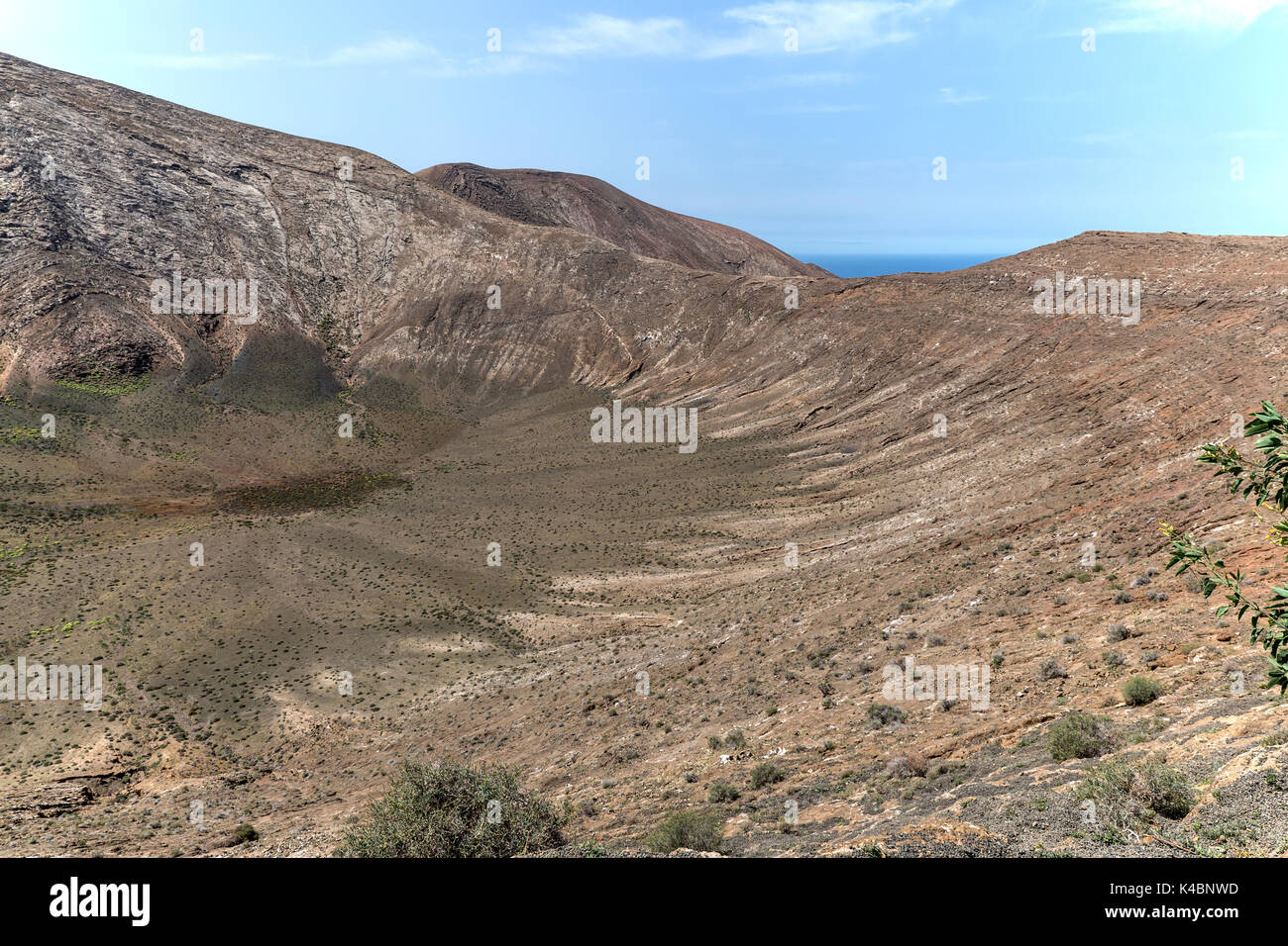 Crater Of Caldera Blanca, National Park Timanfaya, Lanzarote, Canary Islands, Spain Stock Photo