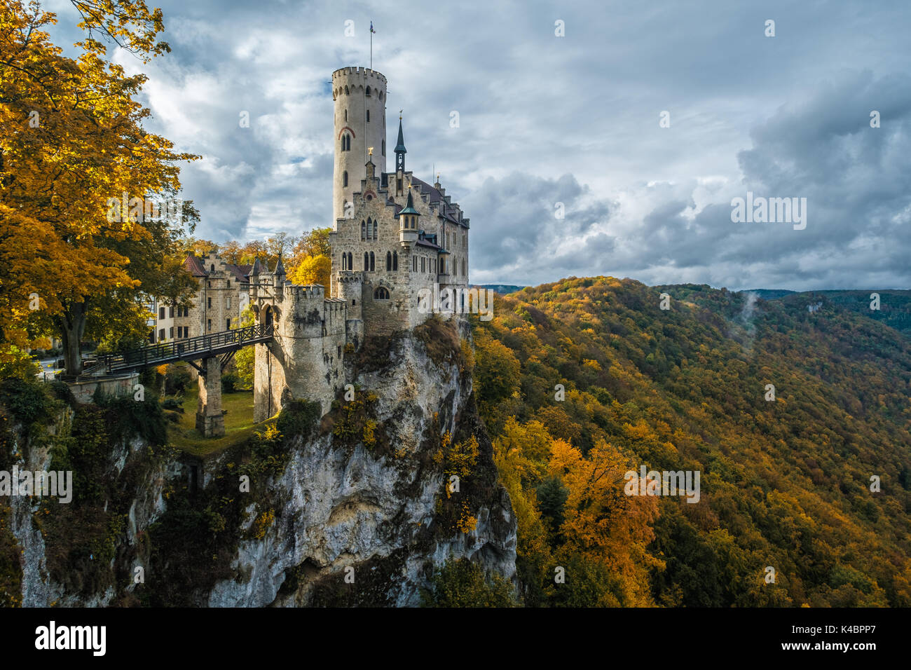 Castle Of Lichtenstein In Autumn Stock Photo - Alamy