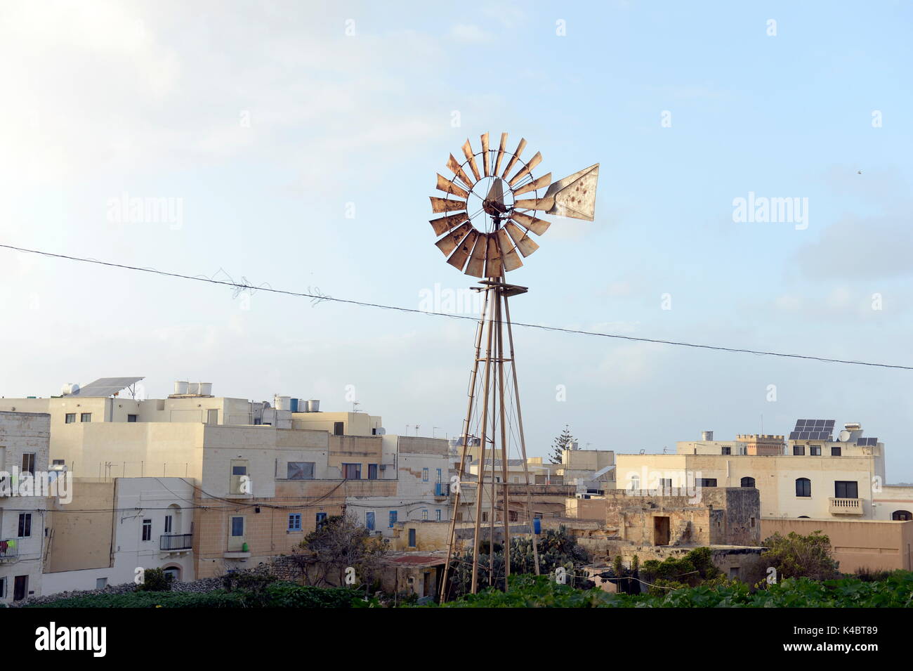 Pump For Water, Wind Turbine On Malta Stock Photo Alamy