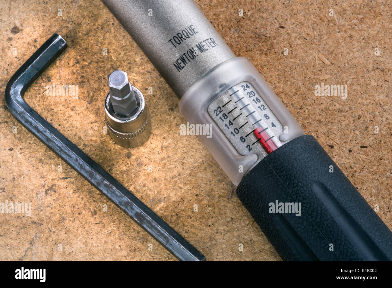 Torque wrench with hex bit and allne key Stock Photo