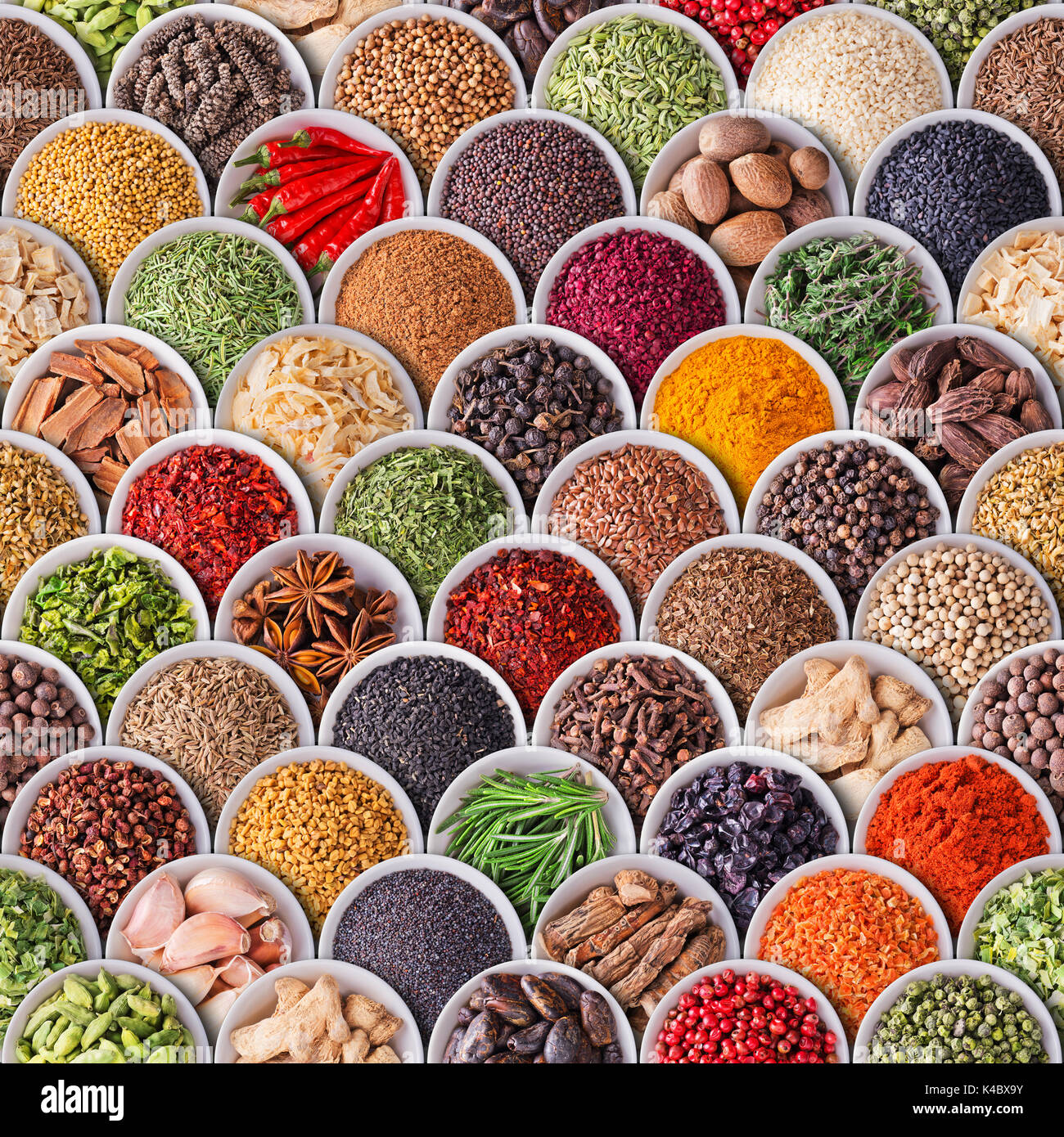 Seamless texture with spices and herbs Stock Photo
