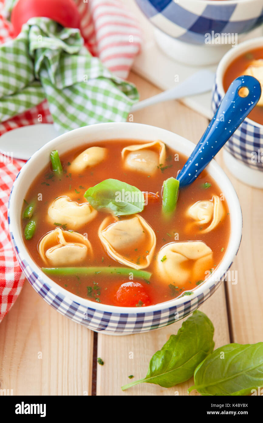 Tomato Soup With Tortellini Stock Photo Alamy