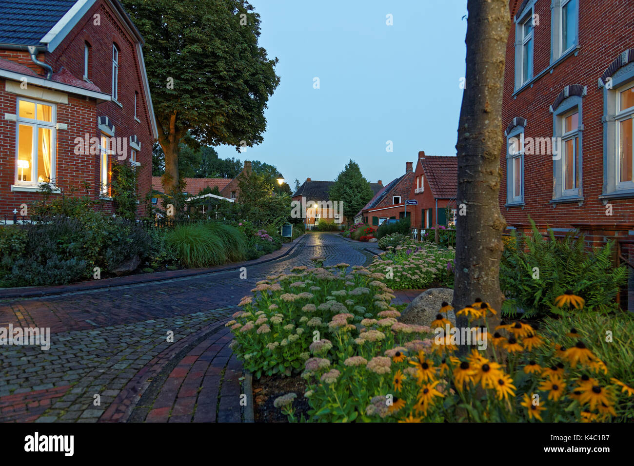 Summer Evening In A Village In East Frisia Stock Photo