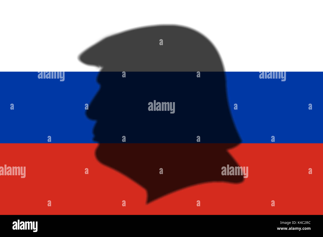 Silhouette Of Donald Trump With Flag Of Russia Stock Photo
