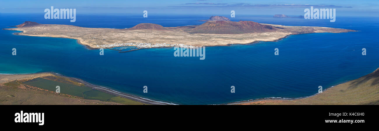 Panorama Isla La Graziosa Taken From Lanzarote. Spain, Canaries, Europe Stock Photo