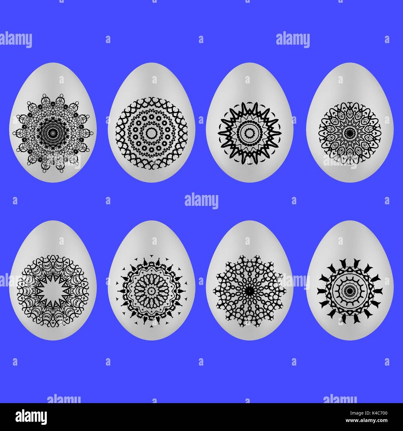 Set of Easter Eggs with Different Ornaments Stock Vector