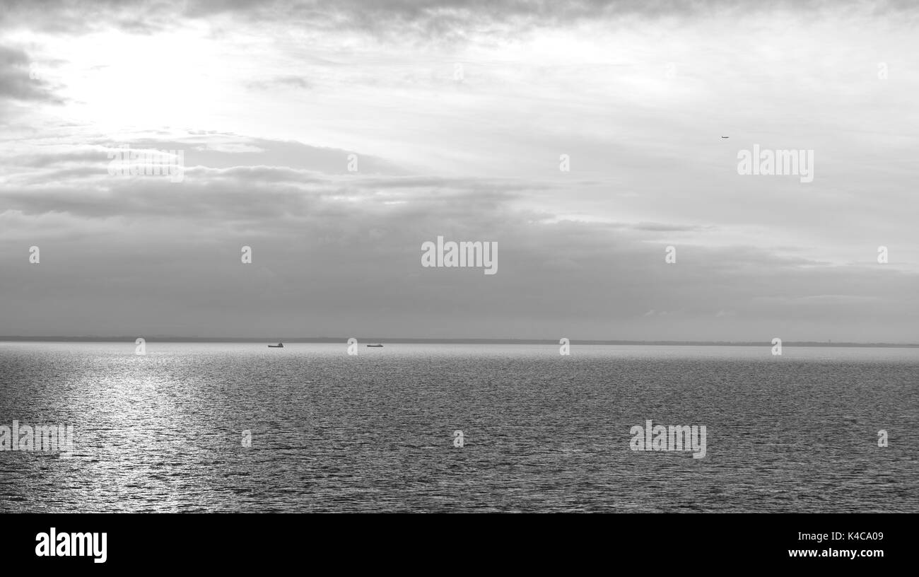 view of the ocean at sunset from a cruise on the north sea Stock Photo