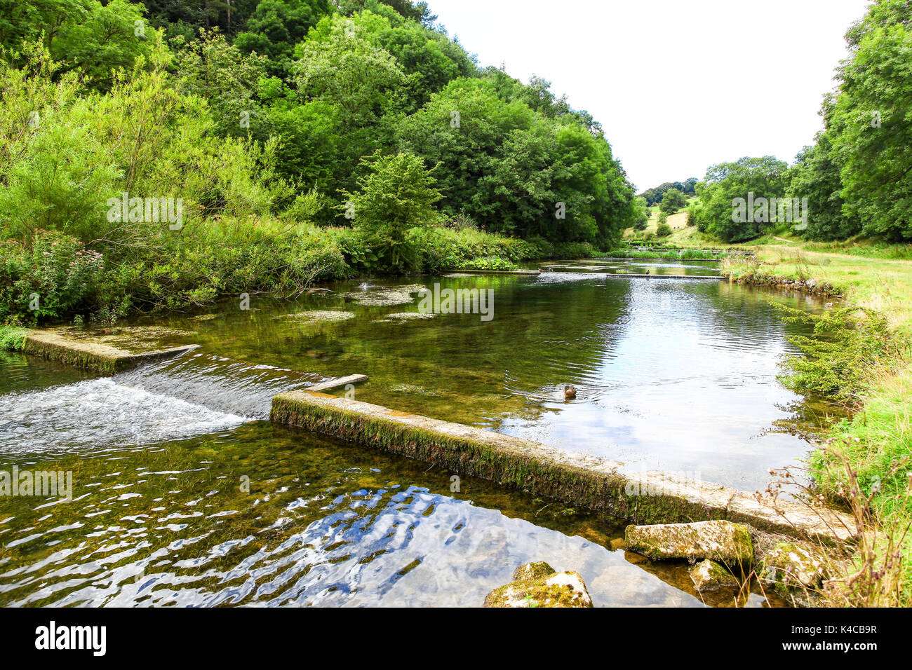 Dams on the River Dove Lathkill Dale Derbyshire Peak District National Park England United Kingdom UK Stock Photo