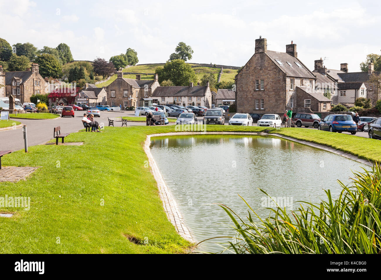 The duck pond in Hartington village in the Derbyshire Peak District