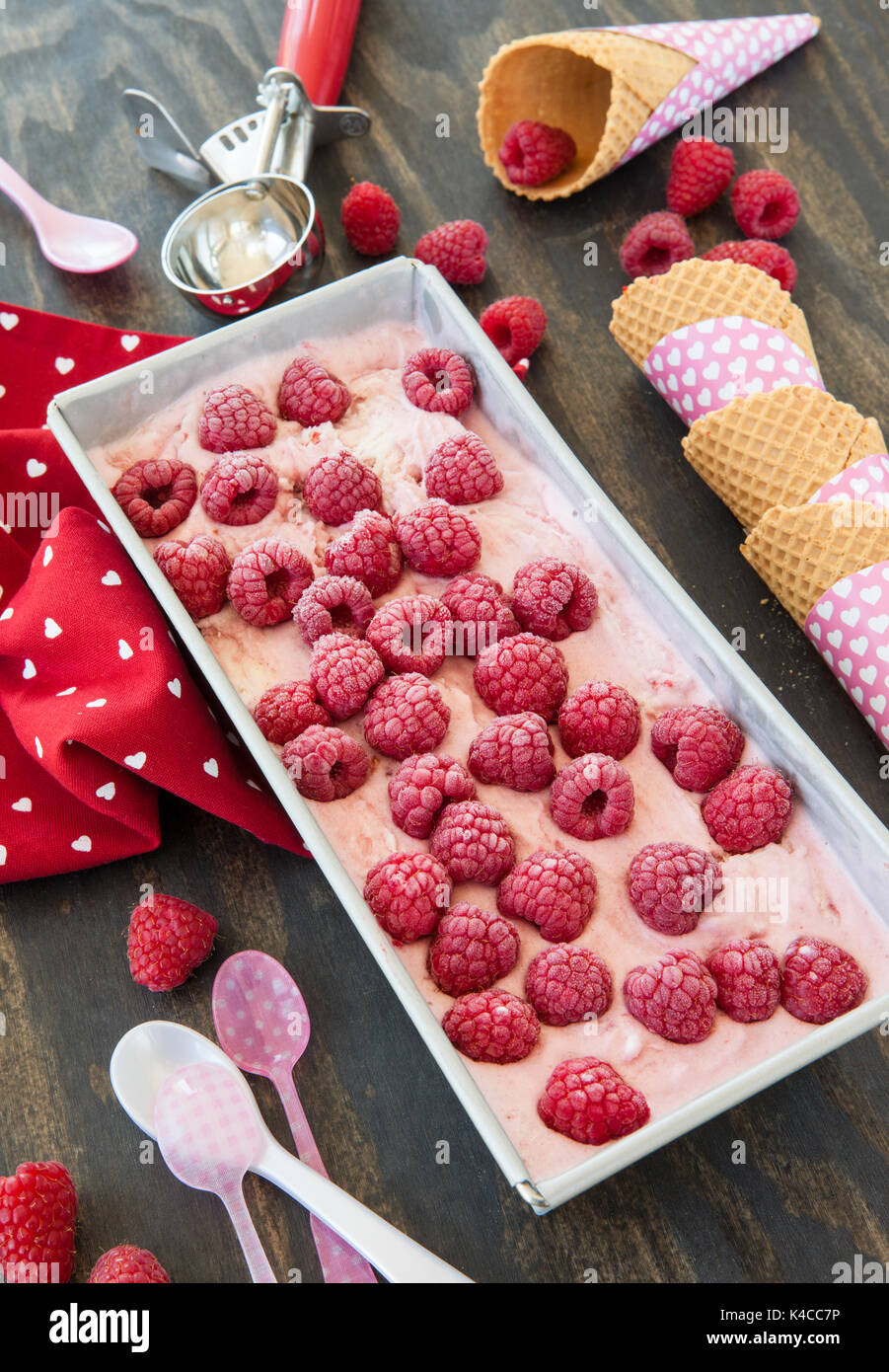Homemade Raspberry Ice Cream Stock Photo Alamy