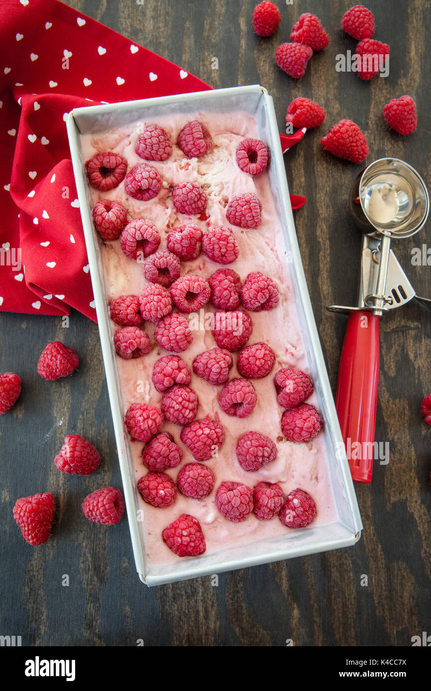 Homemade Raspberry Ice Cream Stock Photo Alamy