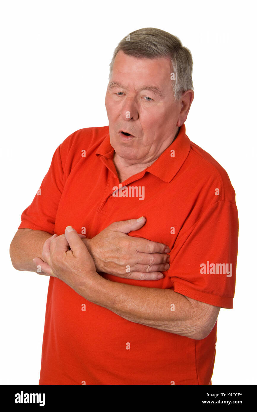 Old Man Having Heartache Stock Photo