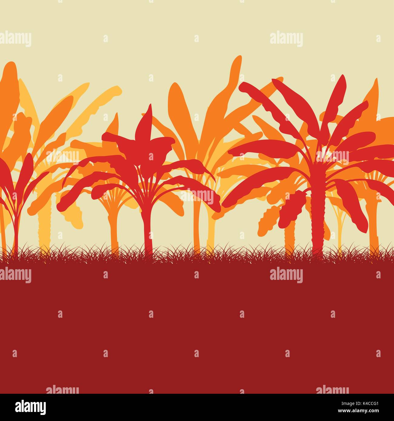 Raw banana tree farm field vector background Stock Vector Image & Art