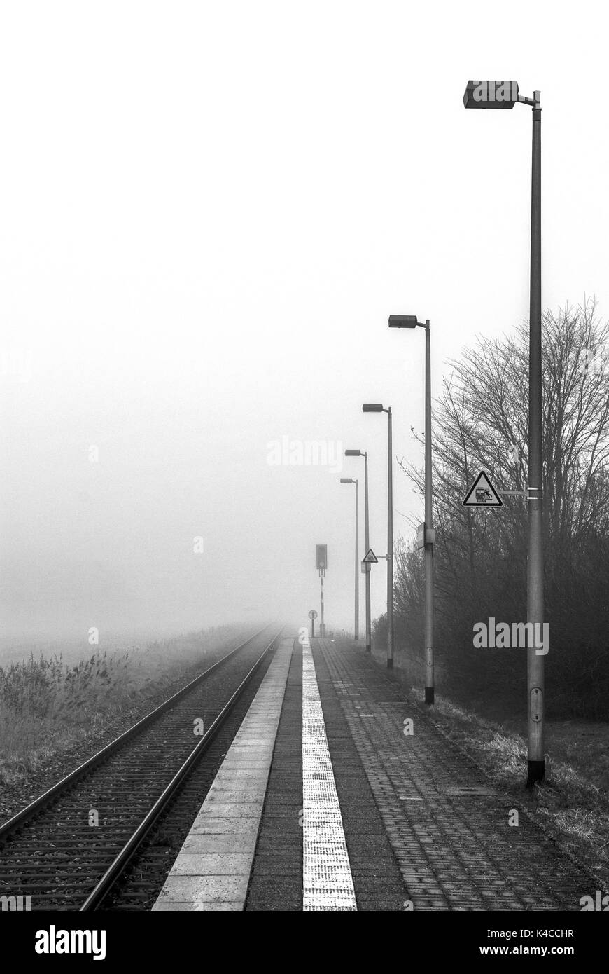 Platform In The Fog Stock Photo