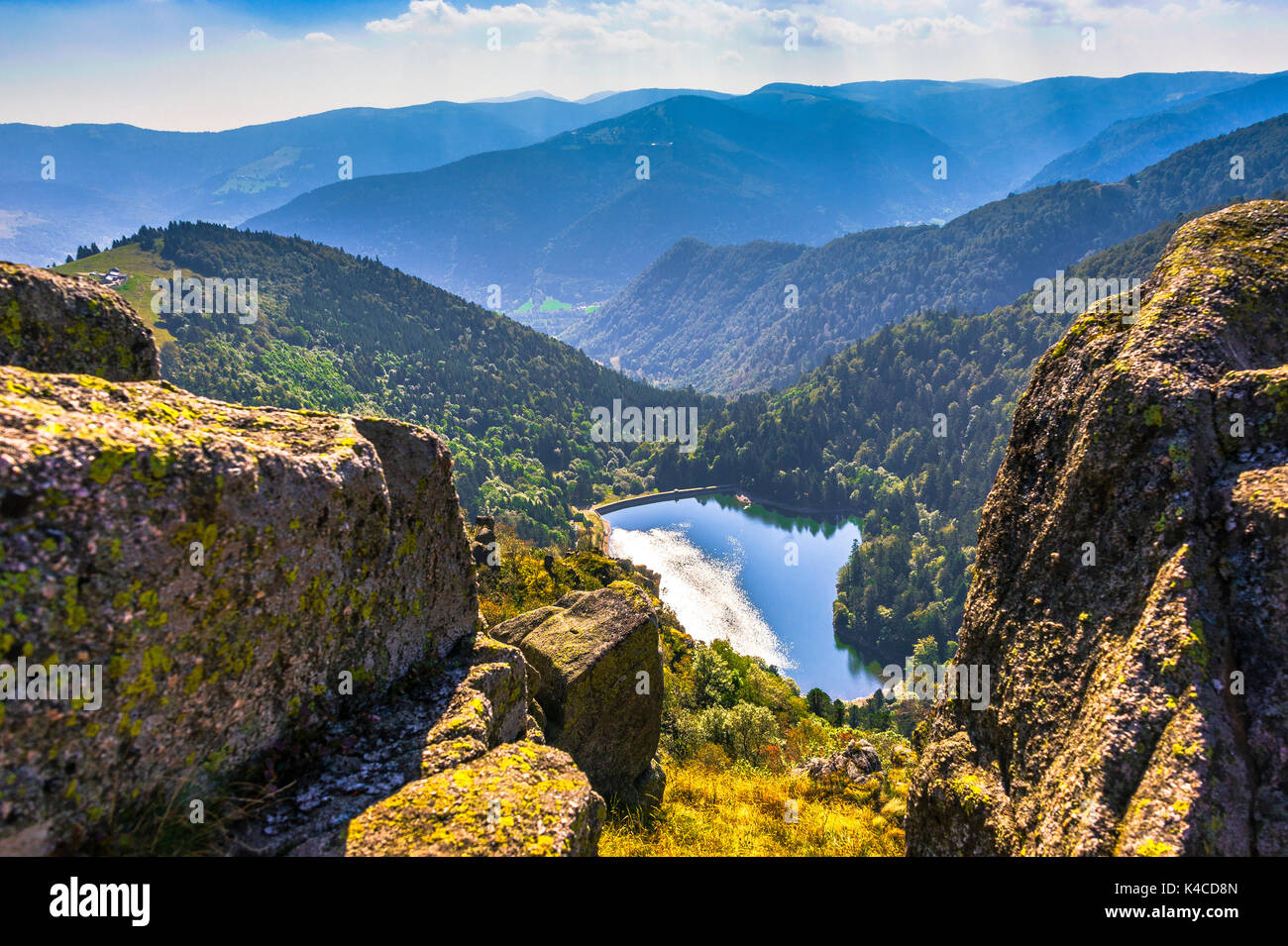 Landscape Panorama Of The Ballons Des Vosges Nature Park With Lake  Schiessrothried From Hohneck, Alsace, France Stock Photo - Alamy