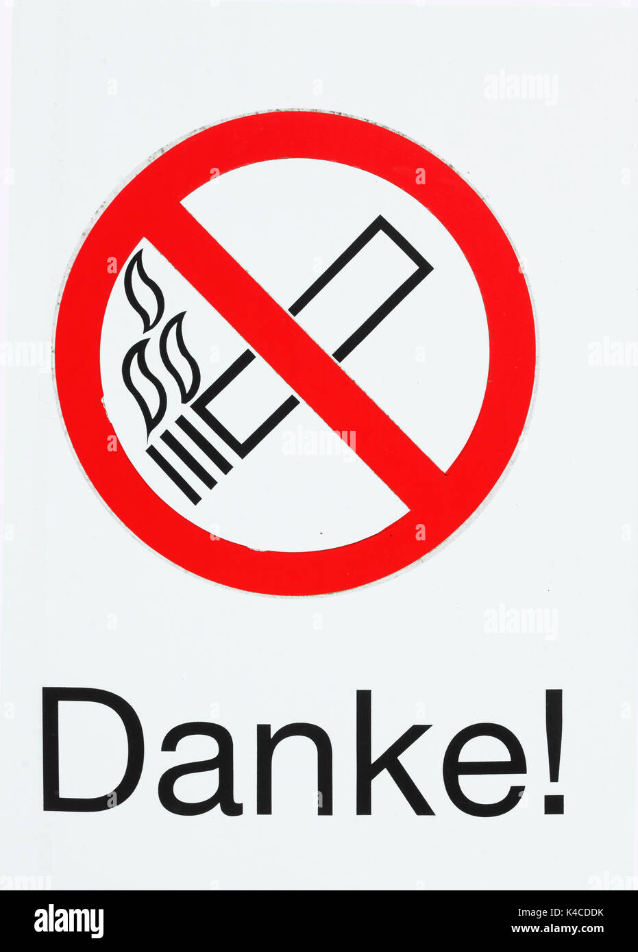 Sign no Smoking, Smoking Ban, Thank You (Danke! in German) Stock Photo
