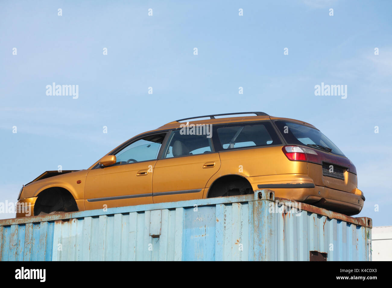 scrap metal car on scrap yard Stock Photo - Alamy