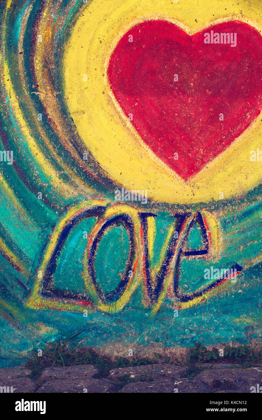 Graffiti, Love, Heart Stock Photo
