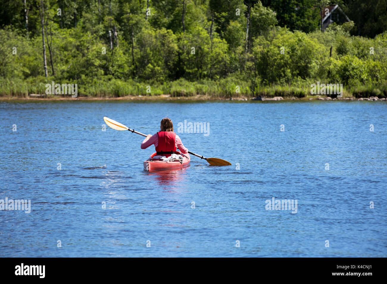 Kayaking On A Lake, Leisure, Vacation, Stock Photo