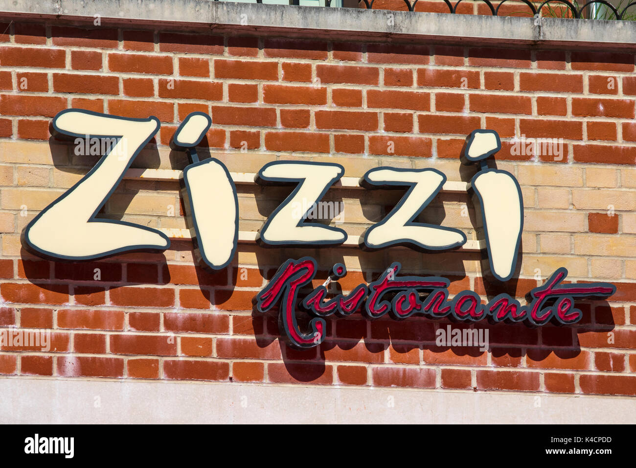 DORCHESTER, UK - AUGUST 15TH 2017: The sign above a Zizzi Italian restaurant in Dorchester, UK, on 15th August 2017. Stock Photo