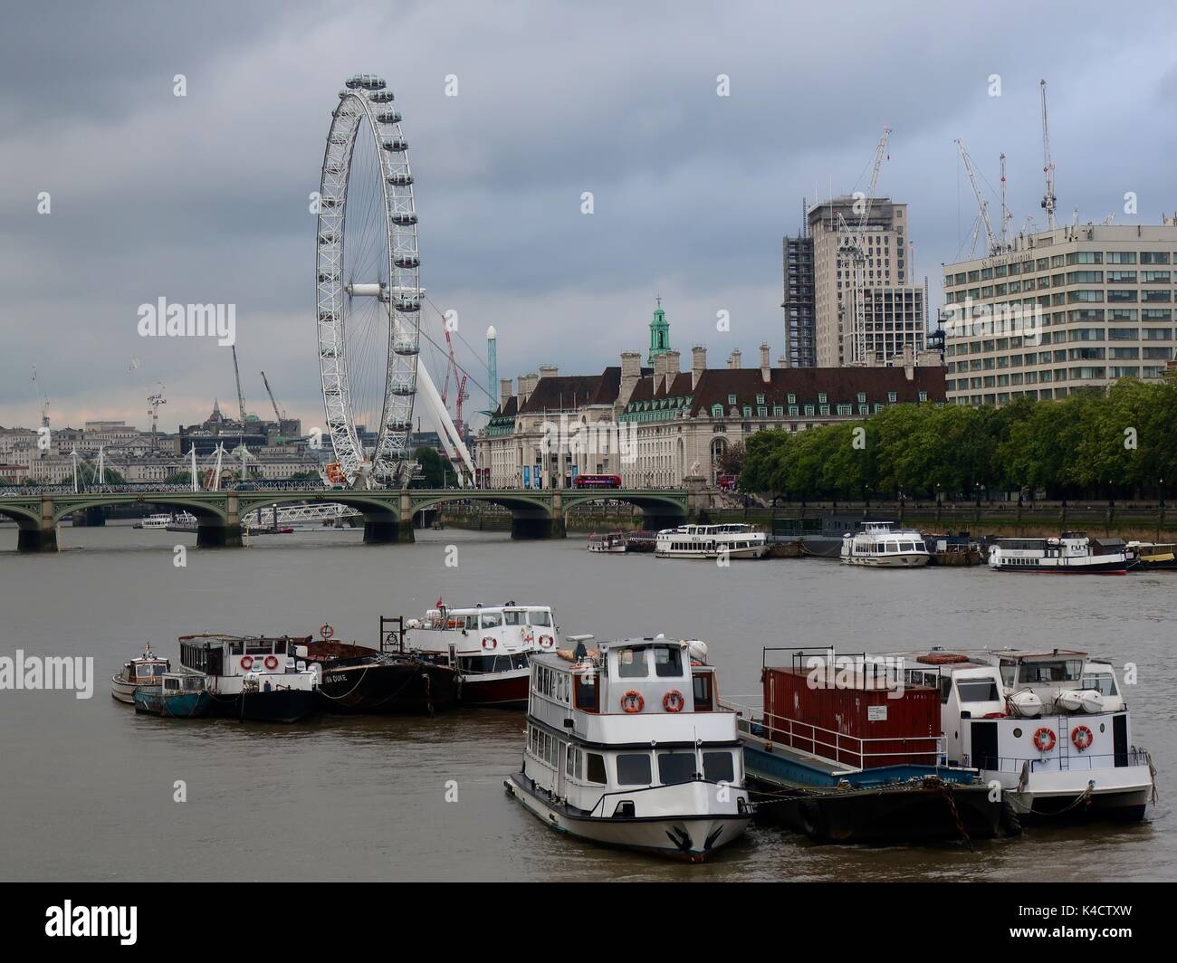 A view of the London Eye, County Hall and Westminster Bridge taken from ...
