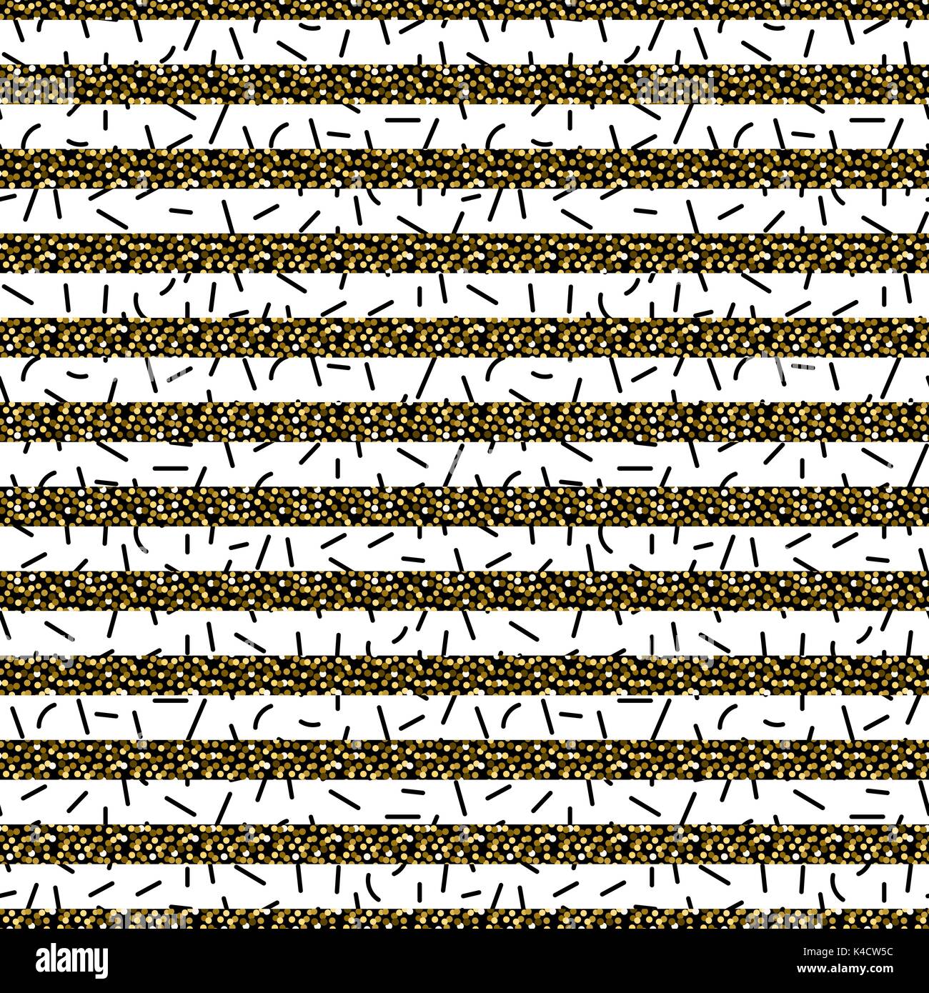 Glitter stripes and black thin particles seamless pattern. Stock Vector