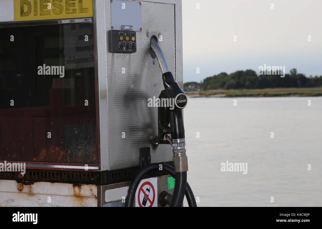 Old gas pump for filling ships near the harbor Stock Photo Alamy