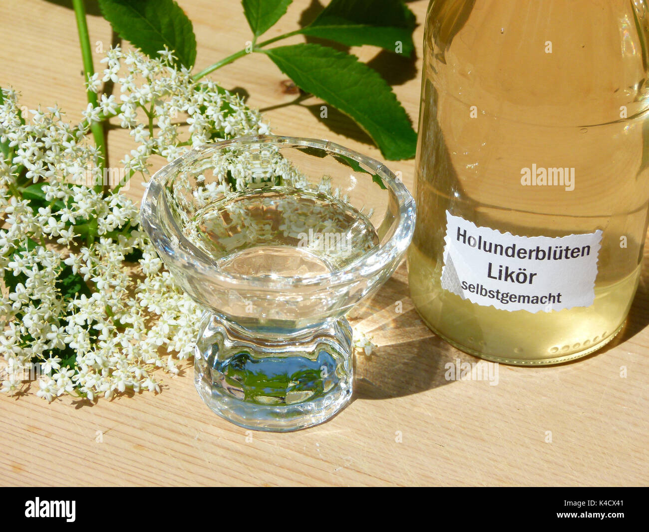 Liquer Made Of Elderflower Blossoms Stock Photo