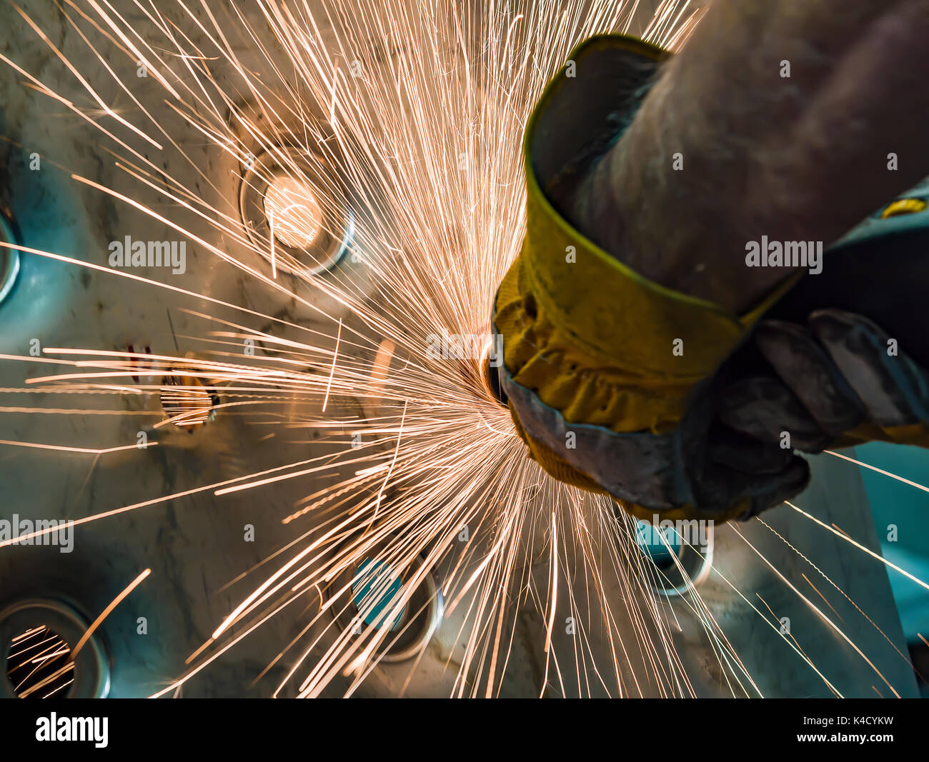 Drill with diamondtipped polishing metal parts. Hole processing Stock