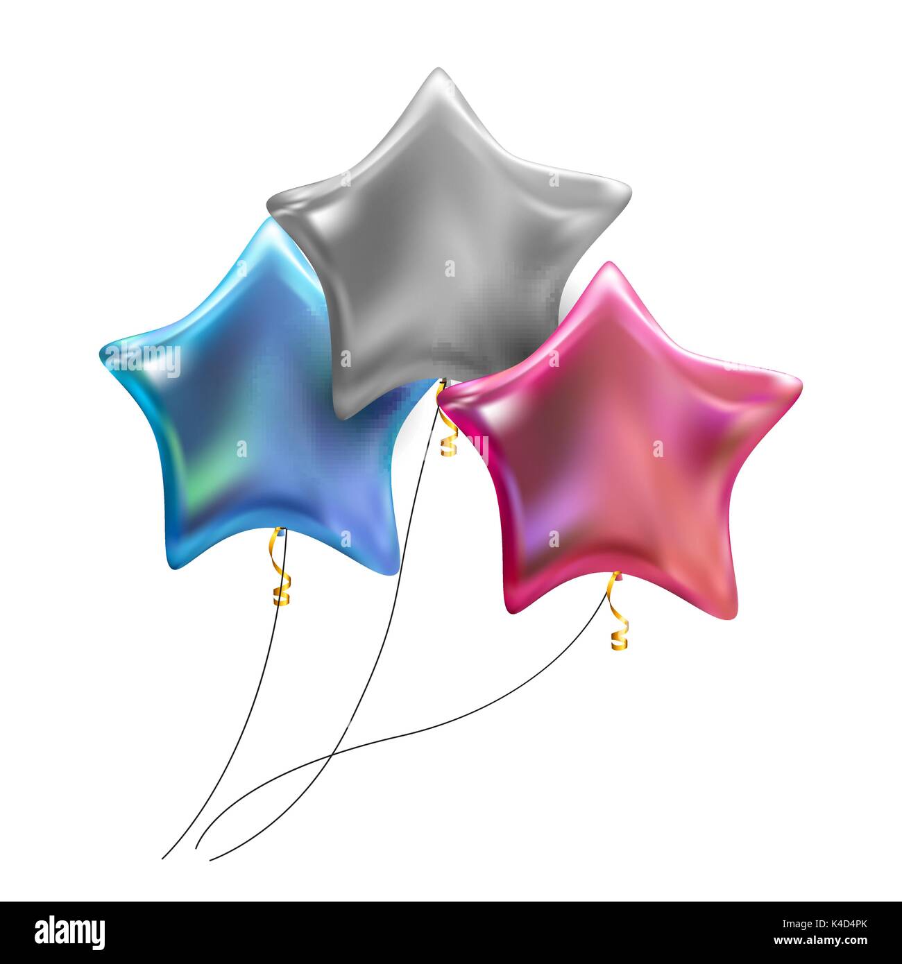 Group of Colour Glossy Helium Balloons Isolated on White Background ...