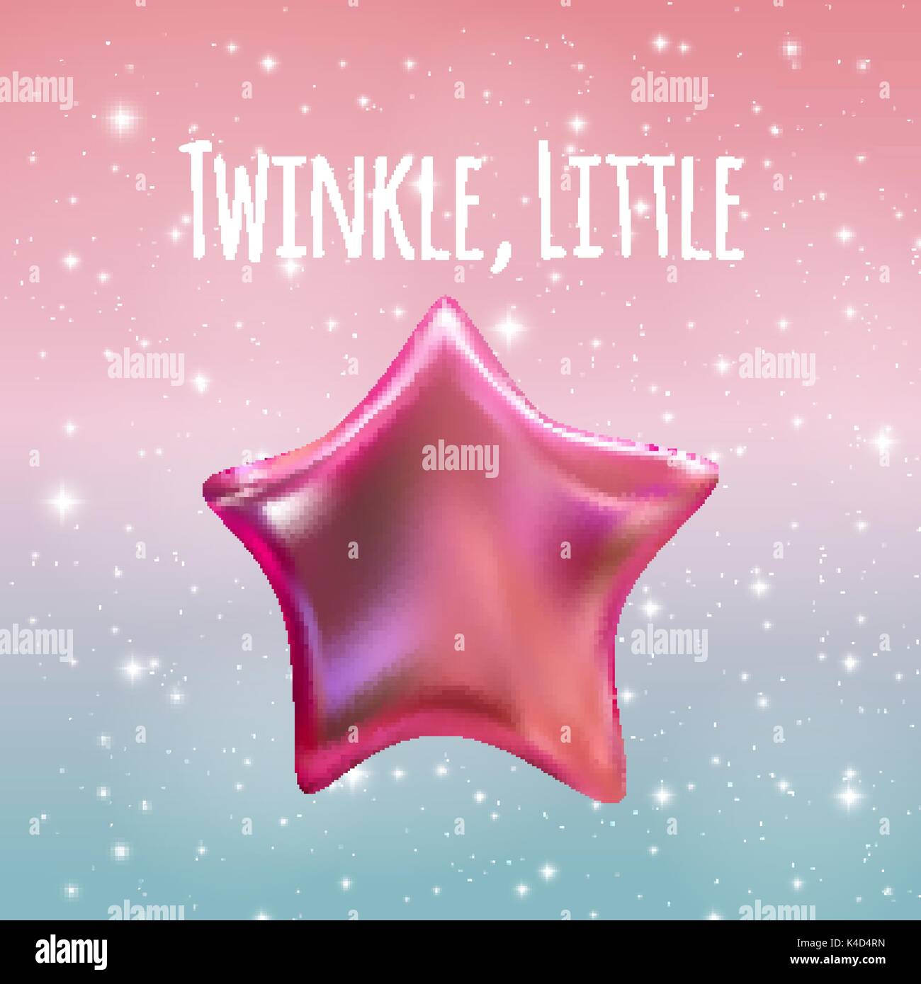 Twinkle Little Star on Night Sky Background. Vector illustration Stock Vector
