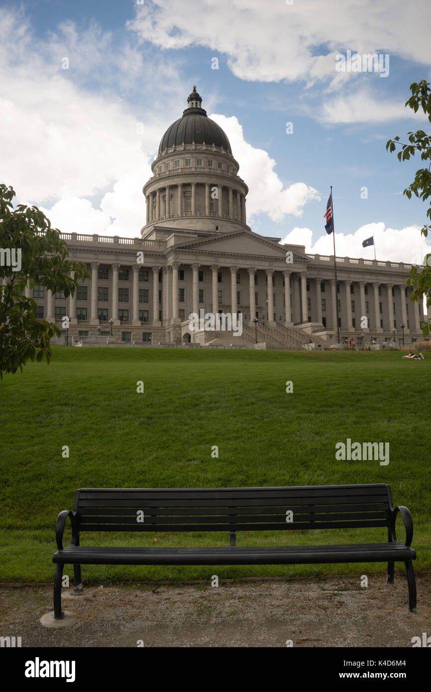 A vertical composition state capital building in Salt Lake City Stock Photo